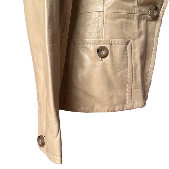 Dana Buchman Lambskin Blazer Two Pockets Fully Lined Tan/Light Beige  6 - Picture 6 of 14